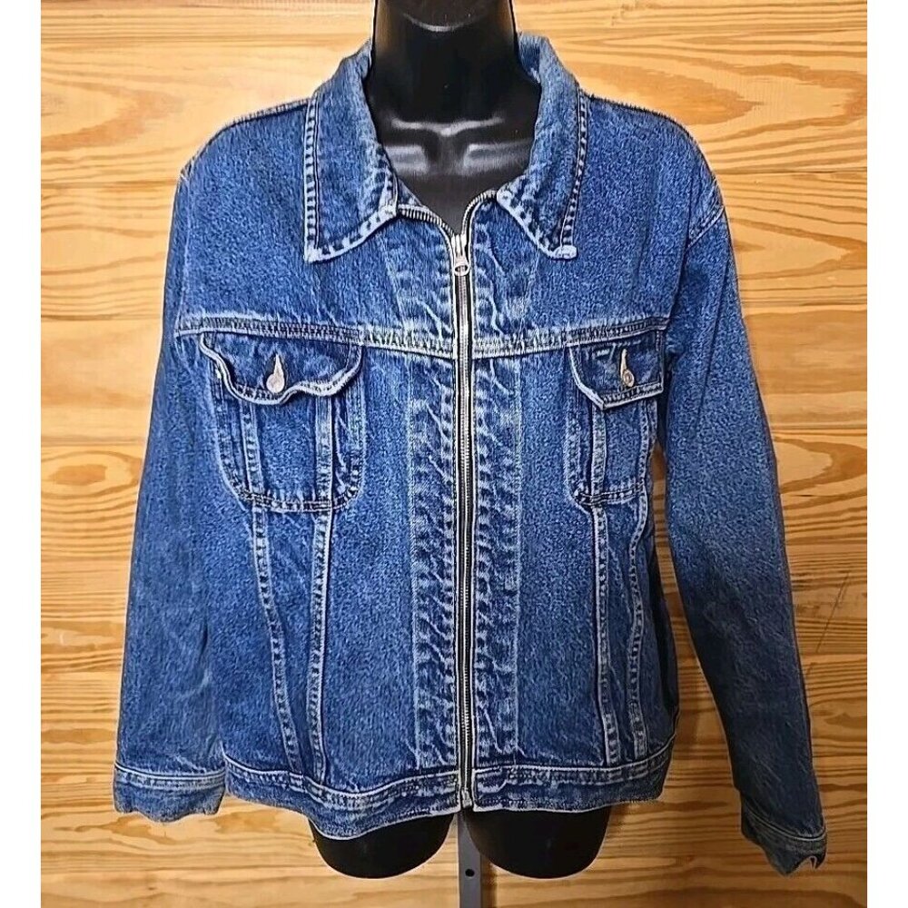 TOMMY HILFIGER Blue Denim Zip Front Jean Jacket Women's Sz. L